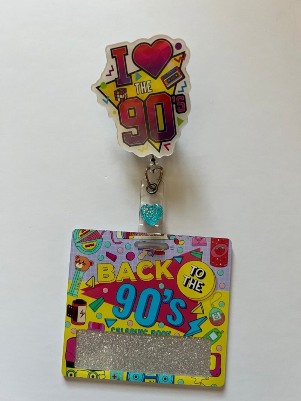 I Love the 90s Retractable Badge Reel & Badge Buddy Set